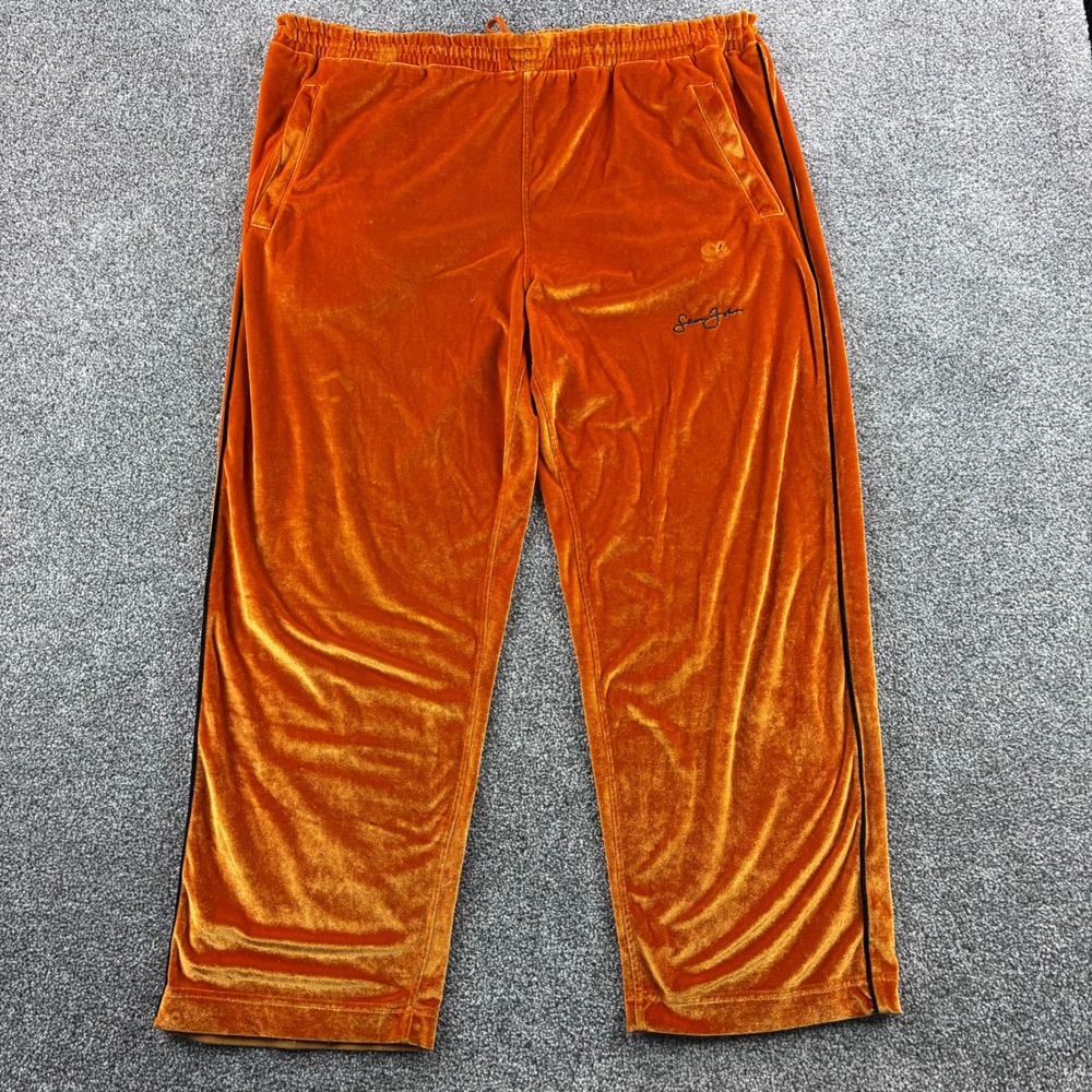 Vintage Sean John Velour Track Pants Mens XL Orange Y2K Hip Hop Sweatpants